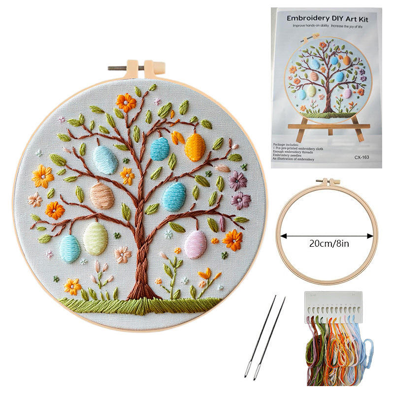 Arbre à œufs de Pâques - 20 cm - cercle à broder en bambou