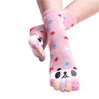 Chaussettes tubulaires pour femmes en coton biologique à cinq doigts, motif de dessin animé, chaussettes japonaises coréennes tricotées, mignonnes pour l'hiver