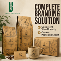 Sac à café en papier kraft brun biodégradable avec valve unidirectionnelle, fond plat de qualité alimentaire, emballage écologique pour grains de café avec fermeture éclair