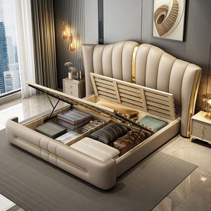 Lit rembourré moderne avec cadre en bois, lit pivotant, mobilier de chambre à coucher, design italien moderne - Product Image 2