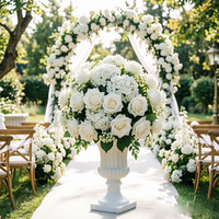 Boule de fleurs artificielle de luxe en soie, de haute qualité et durable, arrangement en cascade blanc et vert pour centres de table de mariage
