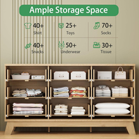 Commode 9 tiroirs en bois clair avec façade cannelée | Meuble de rangement minimaliste moderne pour chambre et salon