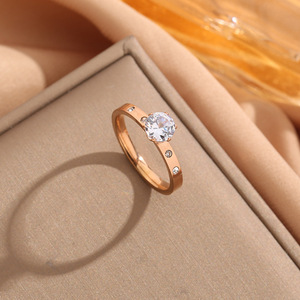 Stainless Steel Jewelry Luxury Cubic Zirconia <b>Rings</b> Woman Wedding Bride <b>Ring</b> 316 <b>Titanium</b> Steel <b>Ring</b> 18 K Gold Plated Wholesale - Product Image 2