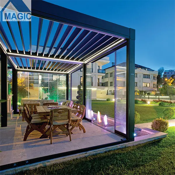 Fábrica Atacado Alumínio Pergola 3x3m Com Luzes Led pérgola alumínio motorizado