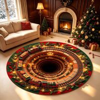 Tapis circulaire Illusion de Noël, Tapis rond festif, Tapis de sol résistant à l'usure pour salon, table basse, décoration de fêtes