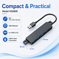 Hub USB 3.0 de 4 Puertos al por Mayor, Chip GL3510, 5Gbps de Alta Velocidad, Adaptador de Extensión de Datos Multi USB Delgado para Laptop y PC