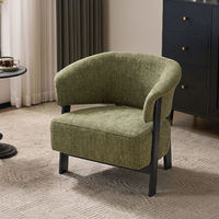Fauteuil individuel moderne en tissu, avec pieds en bois, rembourré, fauteuil d'appoint, couleurs personnalisables, pour salon et maison
