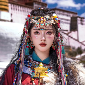 Adorno para la frente de mujer tibetana Yujintang, al estilo de las celebridades de internet de Xishuangbanna, estilo étnico grandioso - Product Image 3