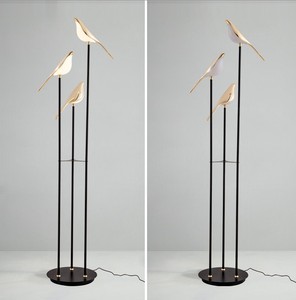 Oriental màu xanh lá cây nguồn hiện đại LED có thể điều chỉnh chiều cao đứng Đèn sàn mới lạ chim <span class=keywords><strong>Shade</strong></span> Vàng sắt <span class=keywords><strong>Acrylic</strong></span> phòng khách phòng ngủ - Product Image 6