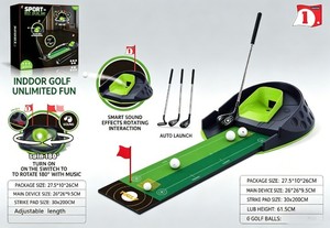 Ensemble de jeu de golf musical rotatif automatique pour enfants, intérieur/extérieur, tapis de putting portable, clubs réglables, 6 balles, unisexe, en plastique - Product Image 4