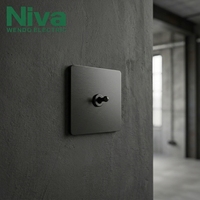 Interrupteur à bascule Niva 1 Gang 2 Voies en laiton style rétro, panneau en acier inoxydable, prises murales électriques pour maison de luxe moderne