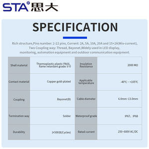 E16 авиационный штекер высокопроизводительный инженер пластиковый водонепроницаемый IP67 байонетный припой женский прямой соединительный провод 2p - Product Image 4