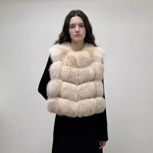 Nuovo <span class=keywords><strong>Gilet</strong></span> in Vera Pelliccia di Volpe 2026, Corto e Aderente, Senza Maniche, Caldo Abbigliamento Invernale per <span class=keywords><strong>Donna</strong></span>, Bianco Rosa Beige <span class=keywords><strong>Marrone</strong></span> alla Moda - Product Image 1