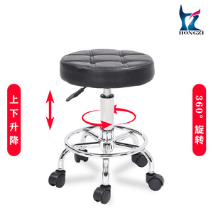 Hongzi Black Nail Salon <b>Stool</b> Round <b>Height</b> <b>Adjustable</b> Rotating For Beauty Salon Hairdressing Chair - Product Image 4
