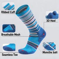 Chaussettes de randonnée mi-mollet en laine mérinos pour hommes, fines, avec semelle épaisse en tissu éponge, respirantes et anti-transpiration, pour activités de plein air
