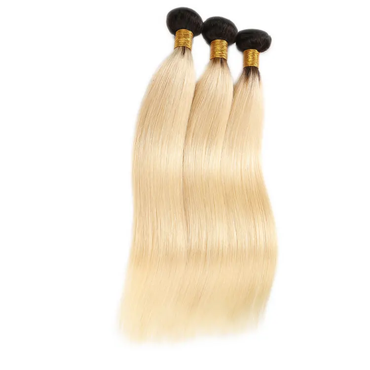100% Onverwerkte Cutile Uitgelijnd Maagdelijke Ombre Kleur 1b 613 Blonde Menselijk Haar Bundels, Europese Blonde 613 Hair Extensions