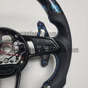 Volante Deportivo de Fibra de Carbono Forjado y Cuero Perforado para Modelos Audi A3 A4 A4L A5 A7L A8 Q5 Q7 B9 A6 R8 - Product Image 5