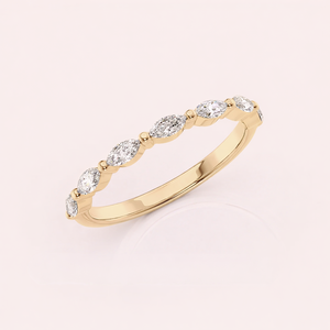 Anillo de banda de oro amarillo/blanco y oro rosa de 18 quilates con diamante de corte marquesa cultivado en laboratorio - Product Image 2