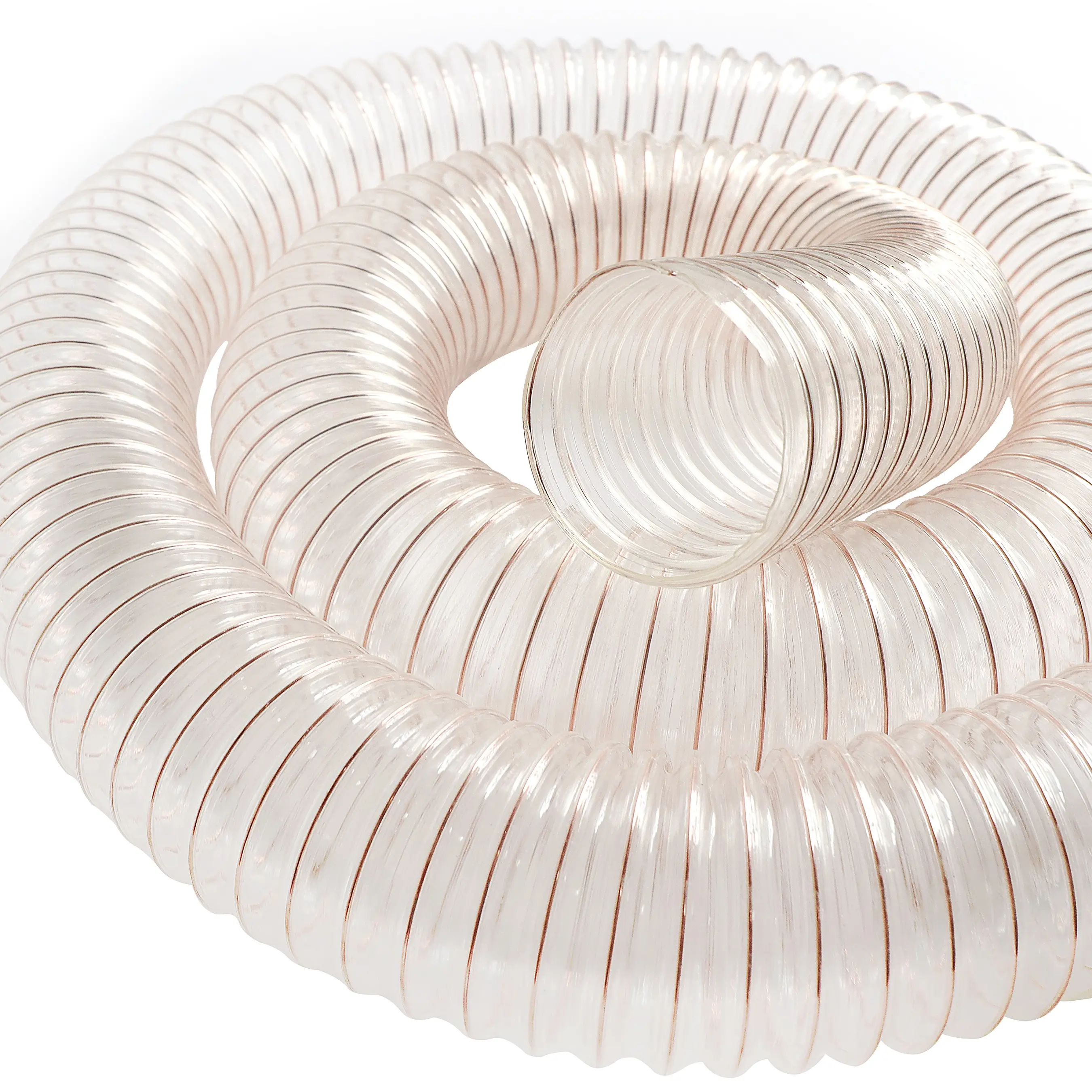 Highly Flexible Abrasion Resistant PU Suction Air Duct Hose With Copper Wire Helix