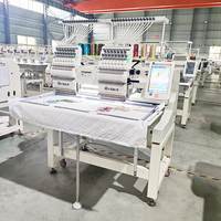 Machine à broder à capuchon plat à 2 têtes Dahao 500x400mm 12-15 aiguilles 1200 tr/min vitesse coupe automatique pour engrenage moteur à usage domestique