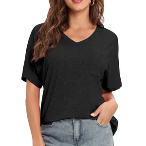 Women's Bamboo V Neck Bamboo T Shirt In Natrual Soft Breathable Organic Bamboo Viscose Fabric With Relaxed Fit American Size