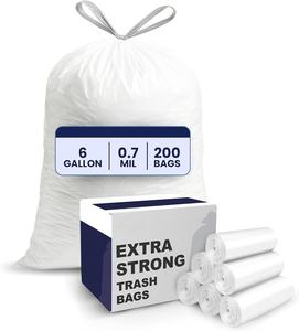 Bolsas de Basura Blancas con Cordón, Hechas de Materia Prima de Primera Calidad, Forros de Plástico Grueso y Duradero para el Hogar - Product Image 1