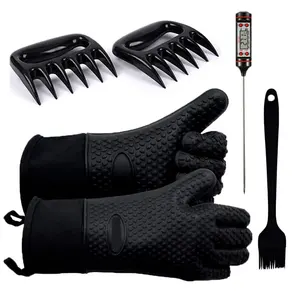 Grill zubehör Set BBQ Claws Fleisch thermometer und Silikon bürste 4PCS Raucher Set Hitze beständiges und rutsch festes BBQ Set fo