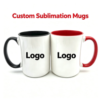 Mug à sublimation en gros, mug personnalisé avec impression intégrale, mug en céramique bicolore, mug de 15 oz pour cadeau d'entreprise avec logo personnalisé