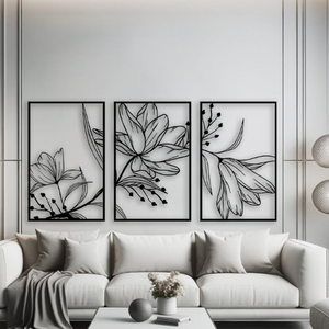 Décoration murale pour salon Grand mur en métal Nature Art Home Decor Flower Modern Luxury Wall Art Floral Design - Product Image 6