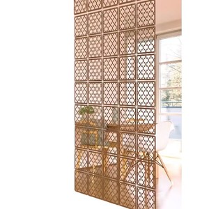 Panel Divisor de Habitaciones de Madera Suspendido, Pantalla de Pared Modular Portátil con Corte Láser en Bronce, Decoración de Pared Colgante - Product Image 5