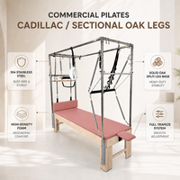 Table trapèze Cadillac en bois de chêne rose poussiéreux, avec pieds modulaires fendus et plateau plat antidérapant, pour cours de bien-être en boutique