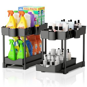 2 Tier Under Kitchen Bathroom OrganizerUnder Sink Organizers and Storage Pull Out Drawers,Sliding Under Cabinet Organizer