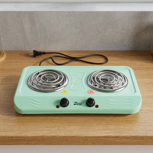 Placa Calefactora Eléctrica Portátil de Doble Quemador, 2000W, Temperatura Ajustable, Estufa de Bobina de Acero Inoxidable, Cocina Metálica para Uso Doméstico - Product Image 1