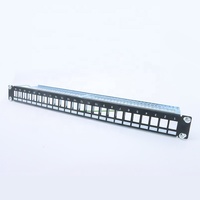 1U 24 Port CAT8 CAT7 CAT6A CAT6 CAT5E FTP Rak Terpasang Tidak Dimuat 110 Tipe 568A 568B 19 Inci Panel Patch Terlindung Kosong