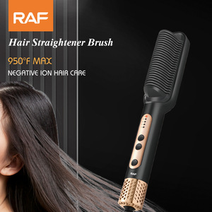 Negative Ion <b>Electric</b> <b>Hair</b> Straightener <b>Brush</b> Ceramic Styling Comb Portable Ionic Flat Iron 1 Year Warranty for RV Travel Use - Product Image 1