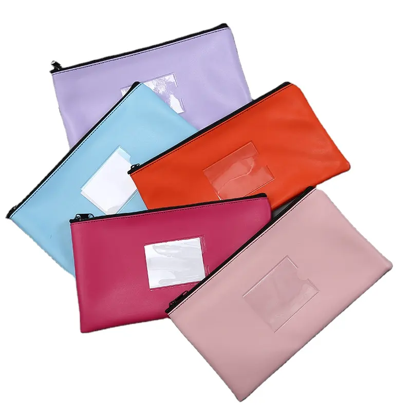 Saco de documentos de bolso para escritório, organizador transparente pasta de ficheiro ziper maleta de papel embalagem de cor
