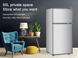 Mini-réfrigérateur 2 portes, congélateur supérieur, 50L, couleur argent, pour la maison - Product Image 6