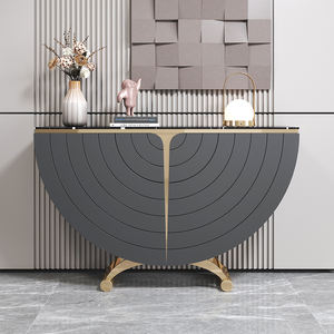 Armoire d'entrée semi-ronde de luxe moderne et légère Armoire décorative de couloir moderne haut de gamme de style italien - Product Image 1