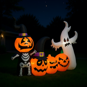 Decoración Inflable de Calabaza y Fantasma para Halloween, 7.5 pies, con Luces LED, de PVC, para Jardín, Patio y Fiestas - Product Image 2