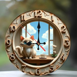 Round Wooden Wall <b>Clock</b> 25x25Cm Creative <b>Retro</b> Silent Non Ticking Living Room Decor - Product Image 1