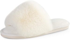 <span class=keywords><strong>Sandales</strong></span> d'intérieur/extérieur à enfiler pour femmes, en fausse fourrure, plates, moelleuses, à bout ouvert, avec mousse à mémoire de forme, en EVA, pour l'été - Product Image 2