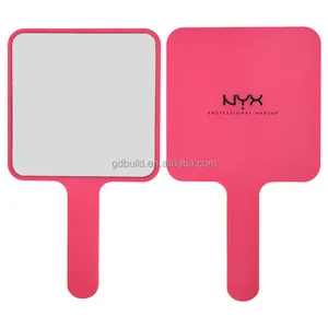 Custom Vintage Square Heart Handheld Makeup Mirror With Printed Logo Luxury Hand Mirror With Custom Handle For Gift