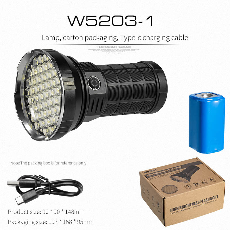 Short Point Flashlight Flood Light 65000 Lumens - Tactical Flashlight & Emergency Light