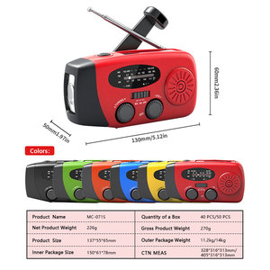 Ricaricabile in plastica rossa portatile ricevitore <span class=keywords><strong>Radio</strong></span> <span class=keywords><strong>FM</strong></span> ricarica solare a manovella torcia elettrica meteo <span class=keywords><strong>Radio</strong></span> di emergenza - Product Image 2