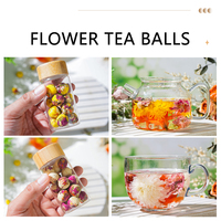Vente en gros 8 pièces naturel Mini 5g Blooming Tea beau jasmin Rose Hibiscus floraison Tubes en verre fleurs séchées cadeau