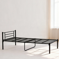 Cadre de lit simple ou double, robuste et durable, en métal et acier, plateforme extra solide, base en maille soudée, idéal pour la chambre à coucher à domicile