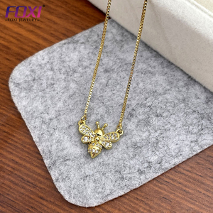 Collar con colgante de abeja para niños <span class=keywords><strong>y</strong></span> mujeres, animal, dorado <span class=keywords><strong>y</strong></span> plateado - Product Image 3