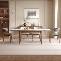 Ensemble de salle à manger italien minimaliste pliable en pierre frittée, table rectangulaire moderne pour grands espaces