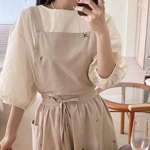 DUOLAI Nordic Simple Floristería Delantal Algodón Lino Jardinería Cafeterías Cocina Delantales Para Cocinar Hornear Restaurante Delantal - Product Image 5