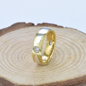 Anel de Prata Esterlina S925 com Inlay de Ouro Bicolor e Pedra Redonda Transparente para Mulheres e Homens, Presente de Dia dos Namorados - Product Image 3
